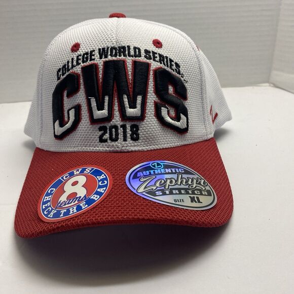 2018 College World Series Zephyr 6 Panel Stretch Baseball Cap Hat Adult Size Xl - Picture 1 of 5